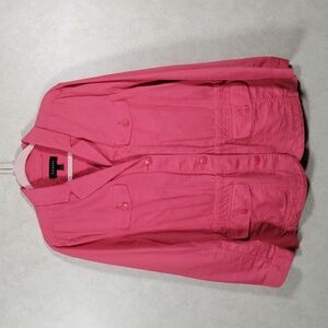 03506 Talbots melon linen/cotton button front barn jacket XL